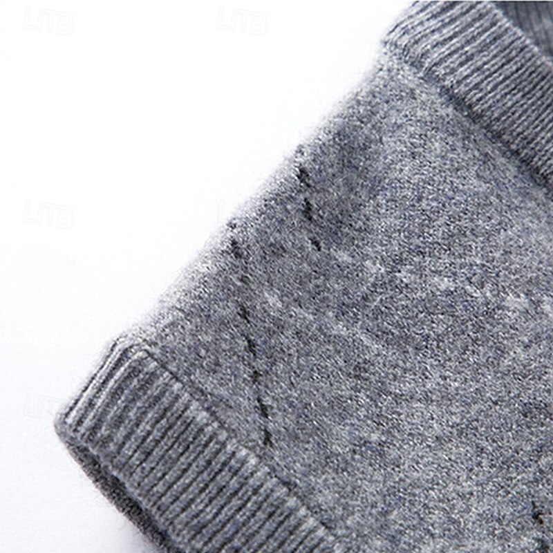 Men's Sweater Sweater Vest Pullover Sweater Jumper Ribbed Knit Regular Tops Knitted Slim Fit Geometric V Neck Knitwear Contemporary Casual Daily Wear Clothing Apparel Winter Spring &  Fall Camel Dark4