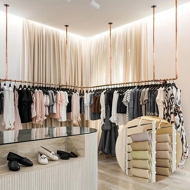 2PCS Pant Hangers Space Saving Stainless Steel Multi-Layer Closet Organizer for Jeans, Leggings, and Trousers Durable Clothes Rack for Home or Retail Use4