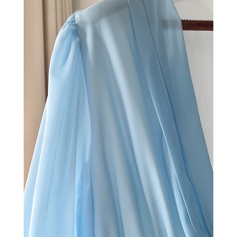 Women's Long Dress Maxi Dress Cocktail Dress Chiffon Dress Print Dress Fashion Modern Vacation Tea Party Going out Regular Fit Flower Long Sleeve V Neck White Light Blue Fall2