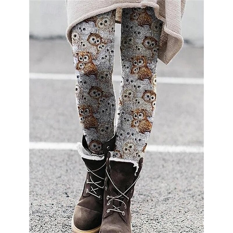 Women's Leggings Vacation Vintage Ethnic Style Ankle-Length High Waist Floral Graphic Animal 3D Print Quick Dry Breathability Soft Stretchy Outdoor Home Causal Dark Gray Green Gray Fall Regular Fit2