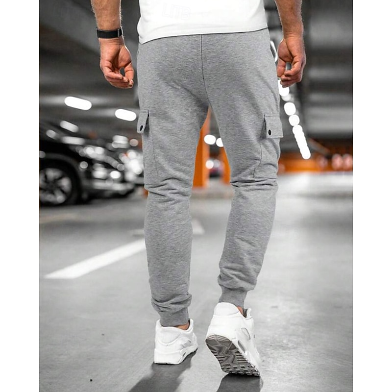 Men's Sweatpants Joggers Trousers Cargo Sweatpants Drawstring Pocket Elastic Waist Plain Comfort Sports Outdoor Daily Fashion Casual Black Army Green Micro-elastic4