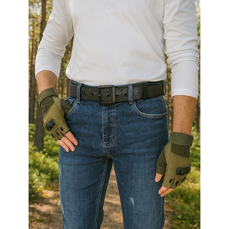 Men's Reversible Nylon Tactical Belt with Rotatable Adjuster Buckle - Durable Military Style Webbing for Outdoor, Work and Casual Wear3