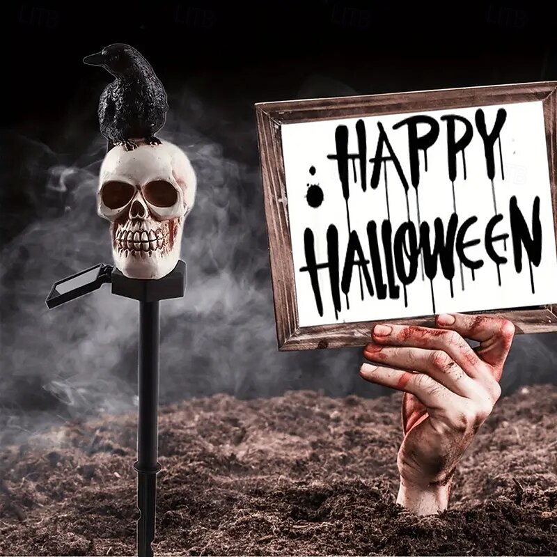 Solar Resin Halloween Round Pumpkin Top Hat Pumpkin Glasses Pumpkin Ghost Wizard Pumpkin Cat Head Ghost Sharp Hat Ghost Cloak Cat Crow Skeleton Outdoor Courtyard Decoration Atmosphere Light Rainproof3