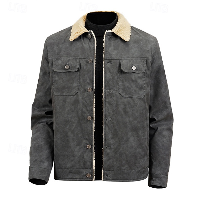 Men's Casual Jackets Hiking Jacket Fleece Jacket Cargo Jacket Winter Outdoor Thermal Warm Top Black Khaki Coffee Grey4