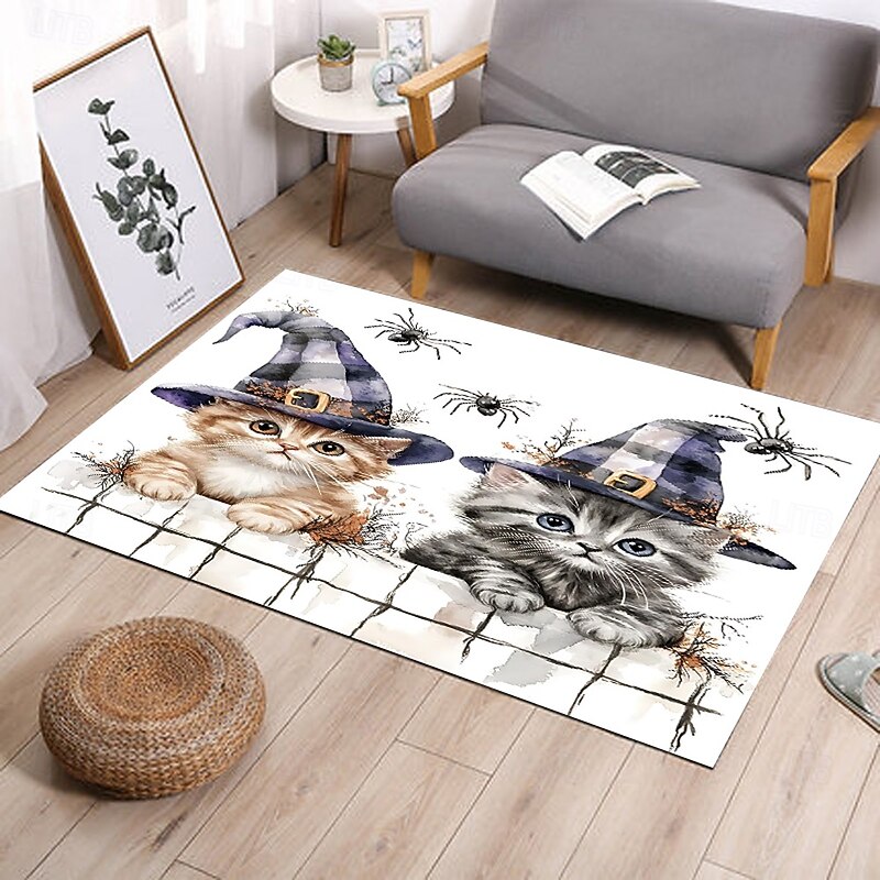 Halloween Flannel Floor Mat, Non-Slip Home Entrance, Bathroom, Bedroom Decorative Rug2