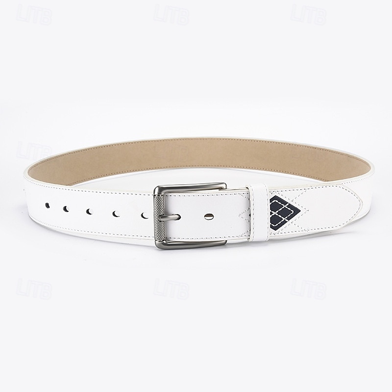 Men's Belt Waist Belt White PU Leather Alloy Durable Adjustable Geometic Outdoor Daily2