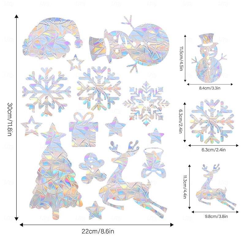Christmas Sun Catcher Window Clings for Glass Windows Decorations Iridescent Static Snowflake Window Decal Stickers for Christmas Windows Decor4