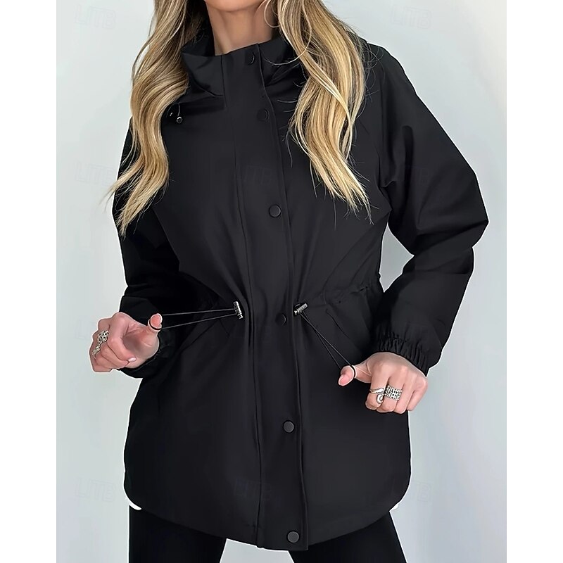 Women's Hoodie Jacket Warm Comfortable Zipper Pocket Fashion Outdoor Plain Going out Weekend Zipper Regular Hooded Regular Fit Long Sleeve Outerwear Navy Black Rose Red Fall Winter3