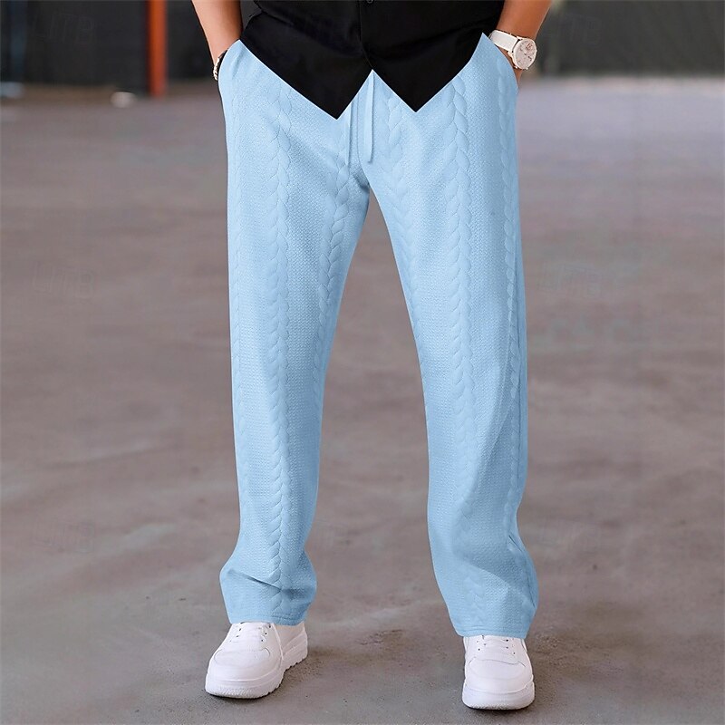 Men's Sweatpants Trousers Jacquard Drawstring Pocket Plain Comfort Sports Outdoor Daily Fashion Casual Black White Micro-elastic