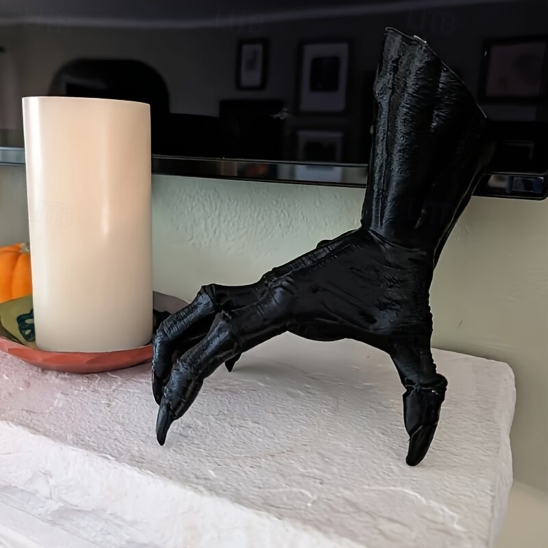 1PC Devil's Hand Collectible Figurine with Exclusive Pentagram Design - Life-Size Plastic Horror Themed Hand for Various Room Types, Indoor & Outdoor Use, Hat & Jewelry Holder, Halloween Decor2