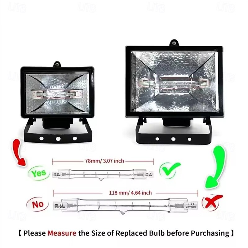 R7S Halogen Light Bulbs 100W 150W J78mm Type T3 Bulbs Dimmable 110V 220V 3 inch Halogen Double End Bulbs for Work/Security/Landscape Light Bulbs 5Pcs3