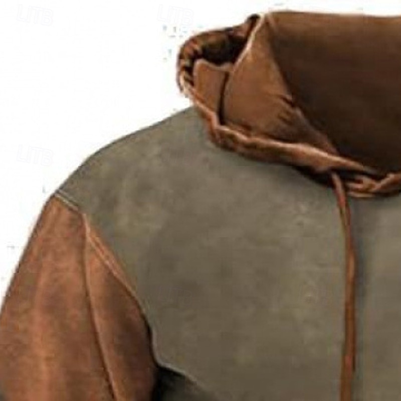 Men's Hoodie Pullover Hoodie Sweatshirt Army Green Hooded Plain Patchwork Color Block Sports & Outdoor Casual Daily Streetwear Cool Sportswear Spring &  Fall Clothing Apparel Hoodies Sweatshirts2