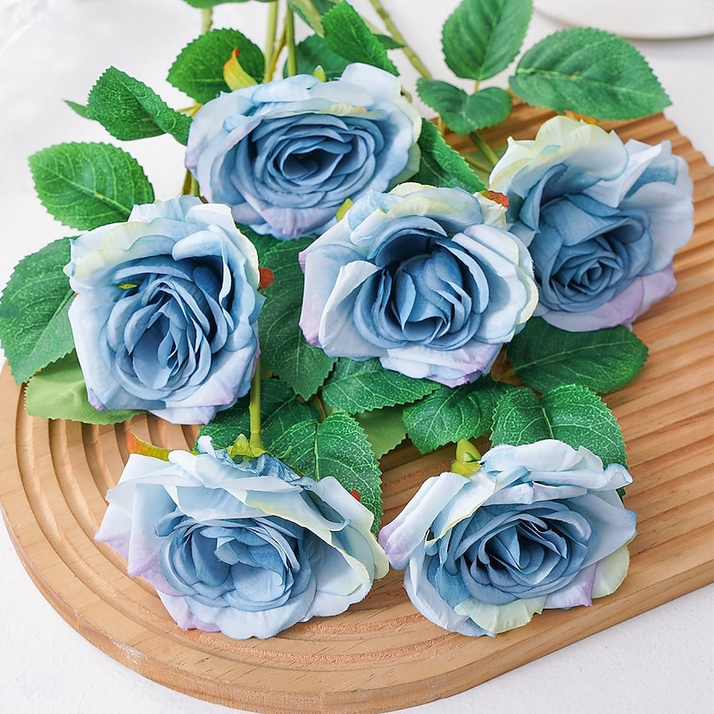 6PCS/10PCS/20PCS Colorful Angora Rose Simulation Bouquets Suitable for Seasonal Home Decoration Parties Weddings Farmhouse Room Decoration Festive Atmosphere Decoration and Shooting Props