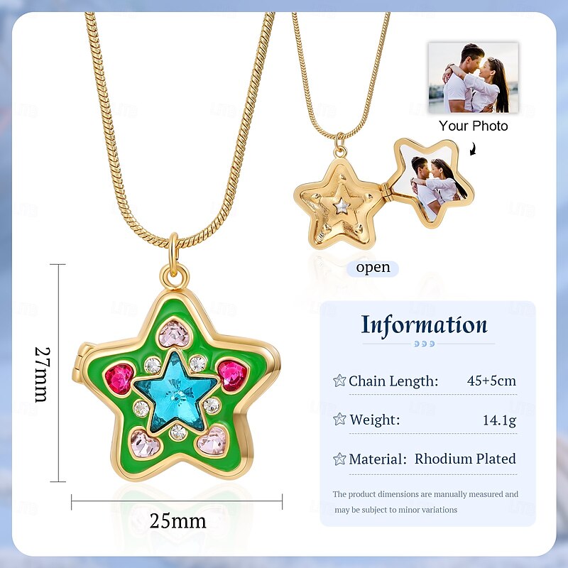 Personalized Starfish Locket Necklace, Custom Color Photo Pendant Memorial Jewelry, Gift for Mom, Valentine’s Day, Anniversary, Graduation, Christmas3