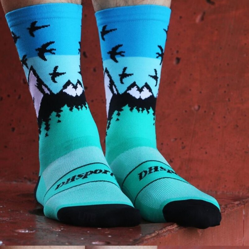 Socks Cycling Socks Bike Socks Sports Socks Athletic Socks Camping / Hiking Hiking Outdoor Exercise Bike / Cycling High Elasticity Comfortable Breathable 1 Pair Animal Nature & Landscapes Letter