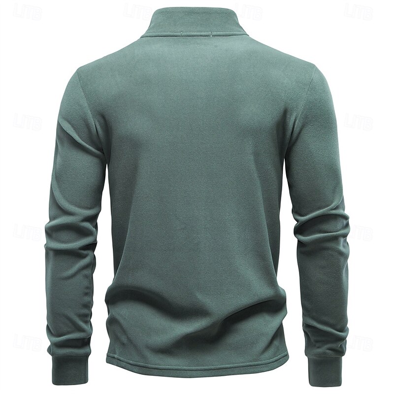 Men's Quarter Zip Sweatshirt Black Navy Blue Blue Green Khaki High Neck Plain Work Sports & Outdoor Casual non-printing Cool Casual Pullover Spring Fall Clothing Apparel Hoodies Sweatshirts  Long2