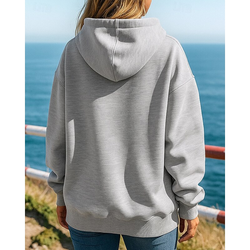 Women's Pullover Sweatshirt Casual Tops with Pockets Long Sleeve Top Athleisure Fall Solid Colored Fashion Outdoor Travel Running Sportswear Activewear Black Dark Gray Khaki2