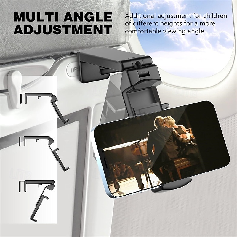 Universal in Flight Airplane Phone Holder Mount. Hands Free Viewing with Multi-Directional Dual 360 Degree Rotation. Pocket Size Must Have Airplane Travel Essential Accessory for Flying2