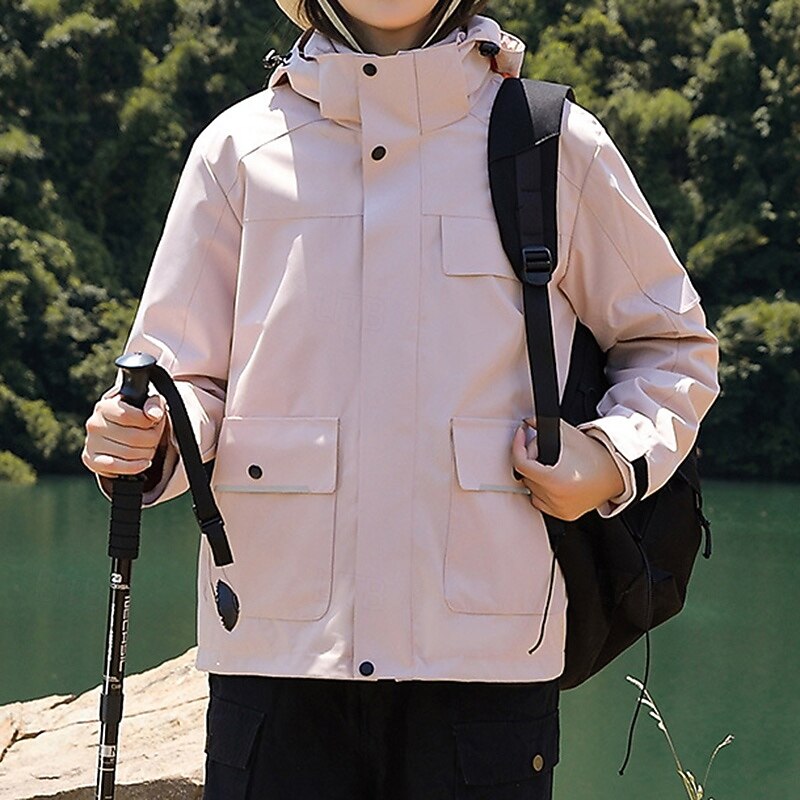 Women's Windbreaker Hiking Jacket 3 in 1 Jacket Winter Outdoor Patchwork Thermal Warm Waterproof Windproof Top Pink Purple2