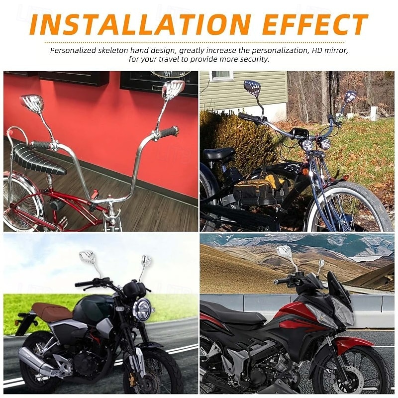 Pairs Of Distinctive Skull Hand Rearview Side Mirror Motorcycle Accessories Ghost Claw Design Modified Mirrors Reflective Rearview For Harley Electric Bike Scooter Stylish Riding Parts4
