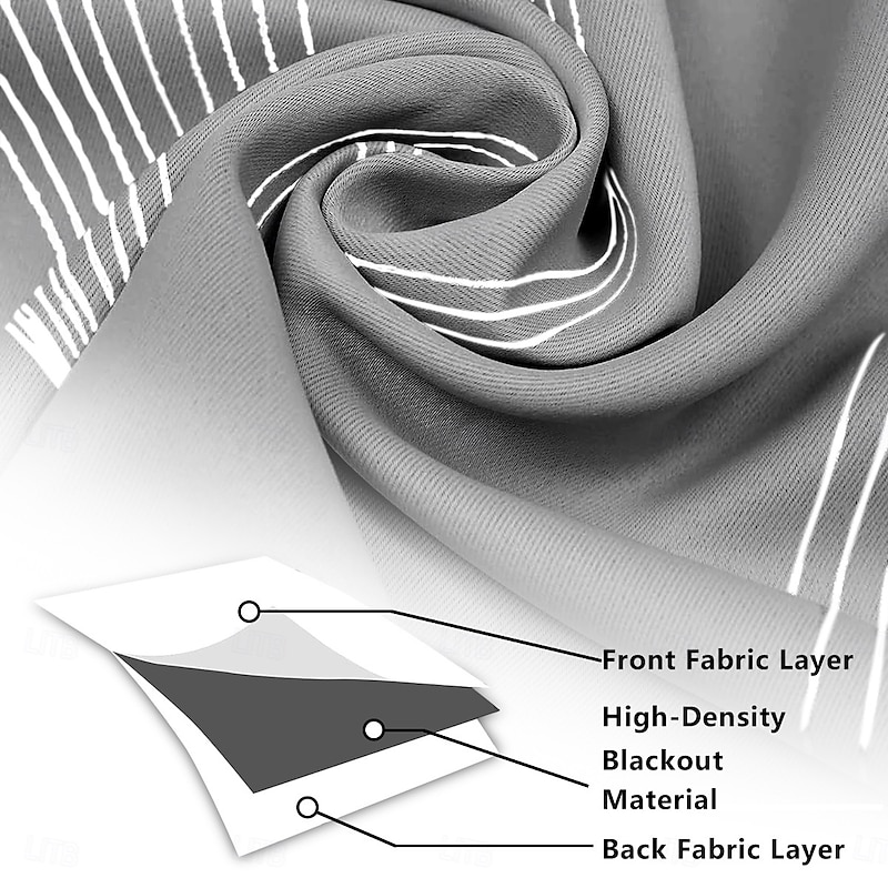 Silver Foil Wave Blackout Curtains for Living Room, High-Density Thermal Insulated Drapes, Sun-Blocking, Heat-Reducing Window Panels, Modern Home Decor4