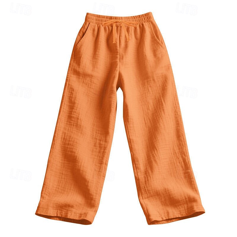 Men's Linen Pants Trousers Summer Pants Beach Pants Drawstring Pocket Elastic Waist Plain Comfort Breathable Vacation Daily Holiday Hawaiian Boho Watermelon Red Dark Red4