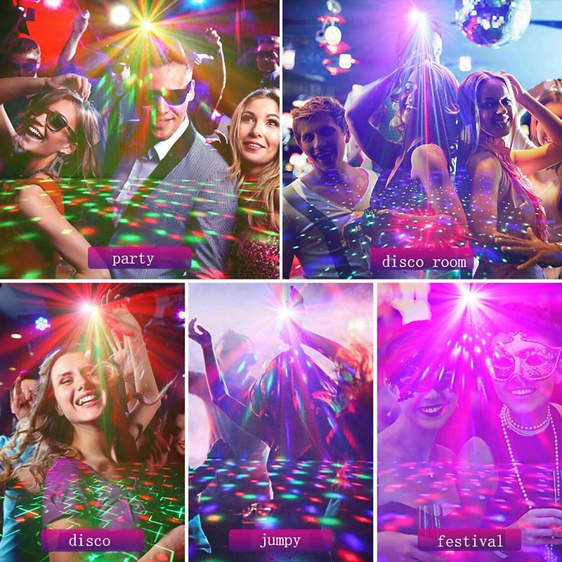 Portable Sound Activated Party Lights Indoor Rechargeable Battery Powered/USB Dj Disco Ball Strobe Lights for Car Room Adults Gifts New Years Eve Party Supplies Christmas Decorations4