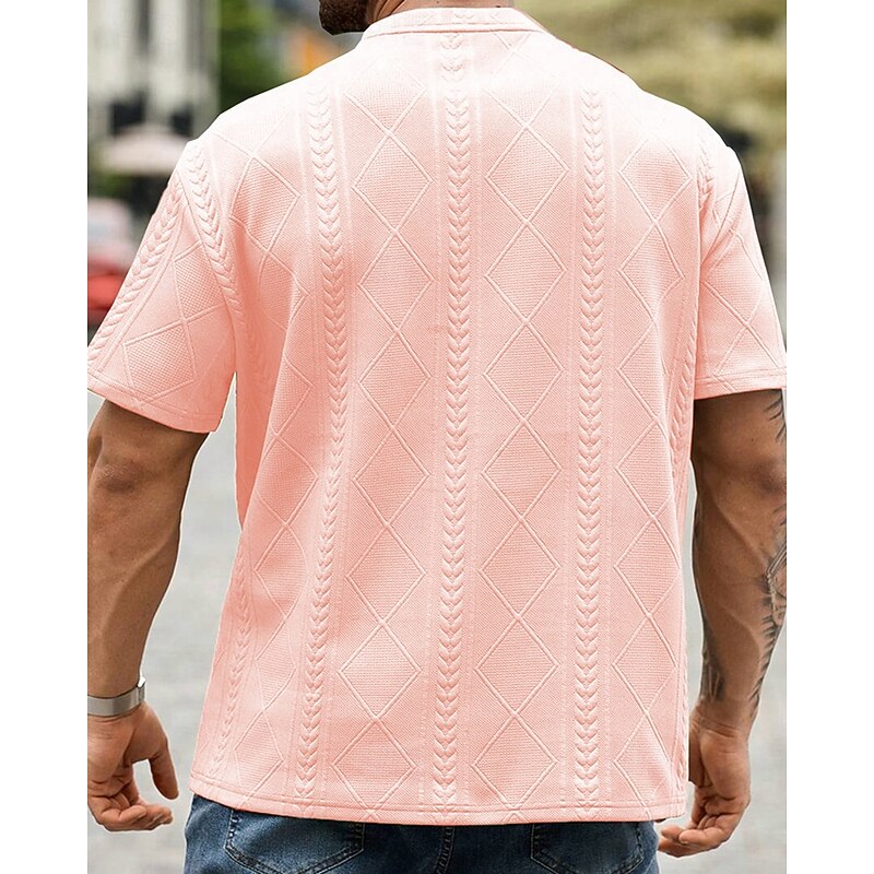 Men's T Shirt Tee Short Sleeve Shirt Tee Top Short Sleeve Crew Neck Summer Spring Plain Fashion Designer Basic Jacquard Vacation Street Going out Black White Pink Top Tee for Men3