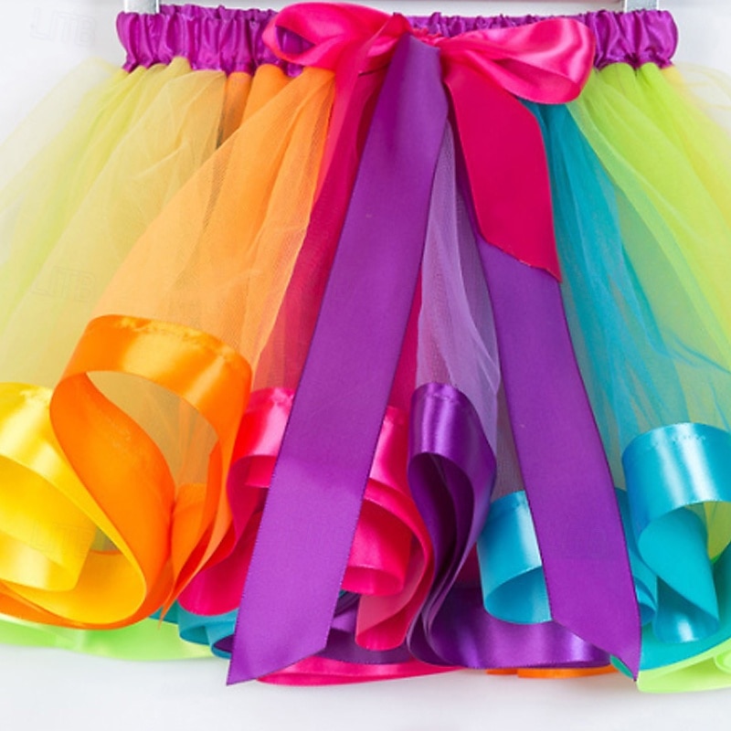 Kids Girls' Halloween Skirt Color Block Cute Patchwork Outdoor 4-12 Years Winter Purple2