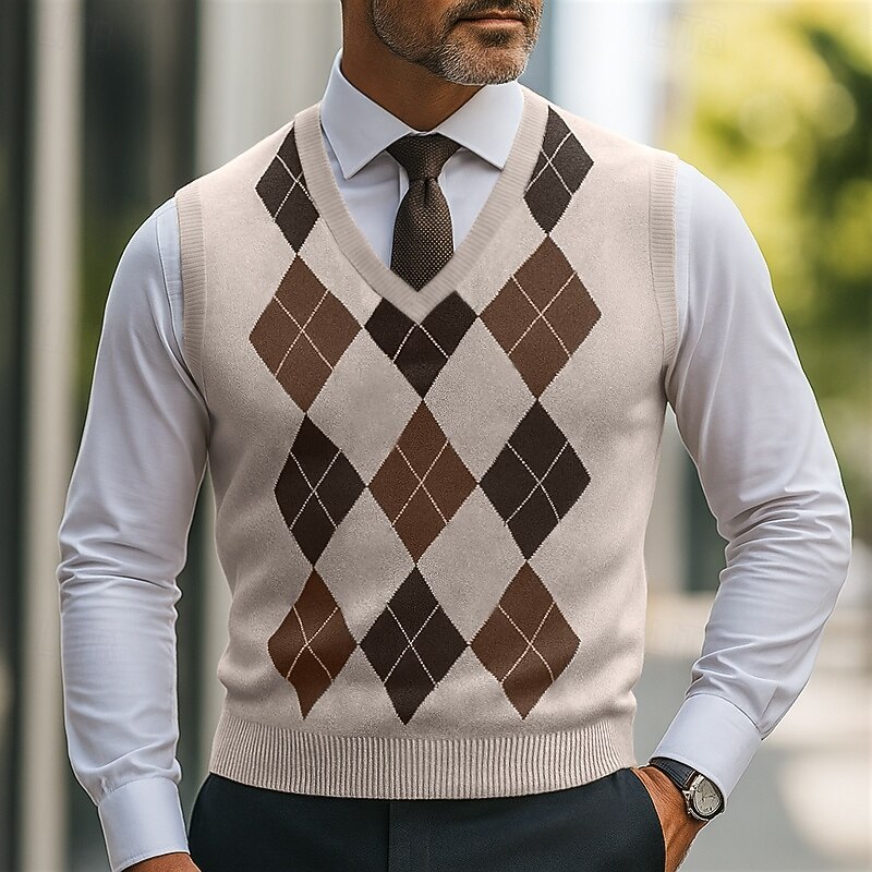 Men's Sweater Sweater Vest Pullover Sweater Jumper Ribbed Knit Regular Tops Knitted Slim Fit Plain Crew Neck Knitwear Contemporary Casual Daily Wear Clothing Apparel Fall Black Navy Blue M L XL - Main Image