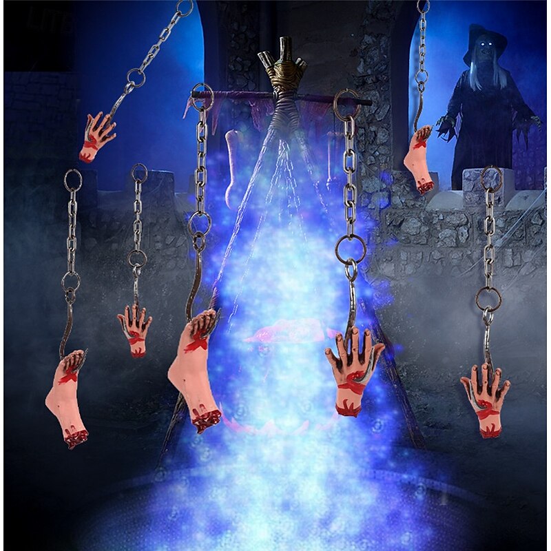 Hanging Broken Hand and Foot Horror Severed Hands Feet Broken Limbs Halloween Decorations for Haunted House Party Decor2
