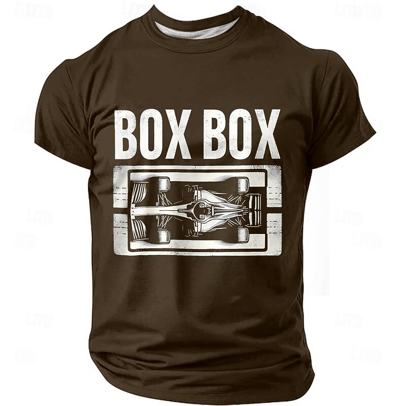 Men's F1 Racing 'BOX BOX' Graphic T-Shirt, Motorsport Short Sleeve Tee3