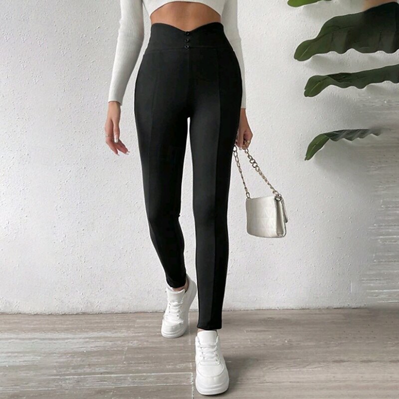 Women's Fleece Yoga Leggings Causal Leggings High Waist Gym Athletic Pilates Bottoms Solid Color Black Winter Sports Activewear3