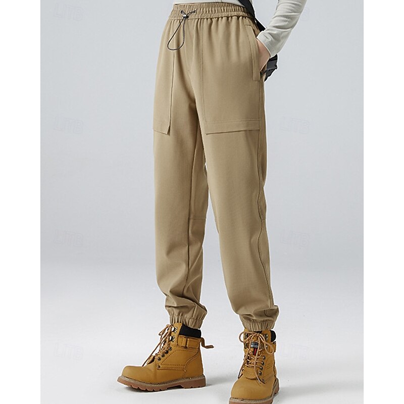 Women's Cargo Pants Slacks Fashion Casual Full Length Natural Plain Drawstring Comfortable Street Holiday Daily Wear Dark Brown Black Brown Green Fall Regular Fit3