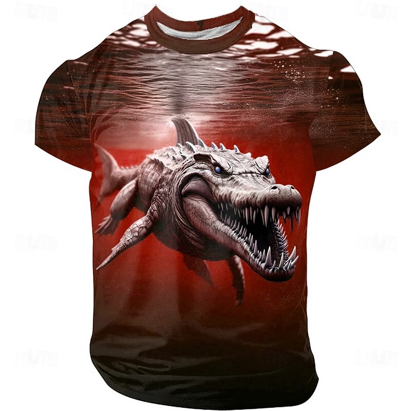 Men's Shark 3D T Shirt Short Sleeve T shirt 3D Print Crew Neck Shirt Exaggerated Designer Party Holiday Red Blue Summer Spring Clothing Apparel S M L XL XXL XXXL2