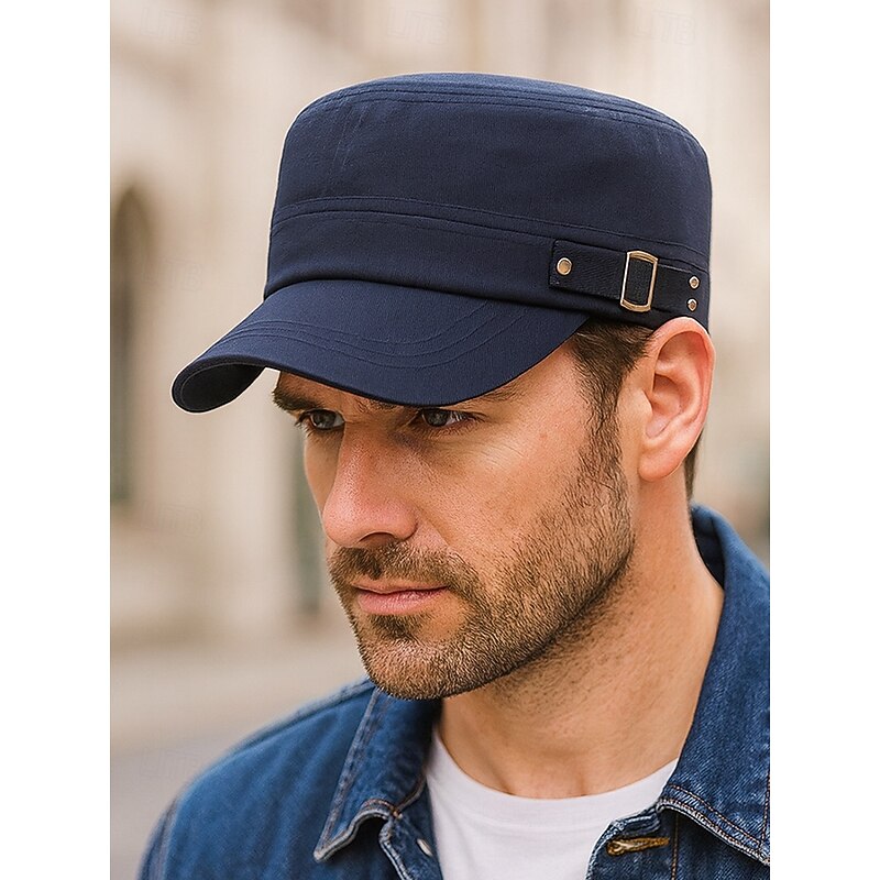Men's Cotton Military-Style Cap with Adjustable Buckle – Casual and Stylish Hat for Everyday Wear, Outdoor Activities and Street Fashion2