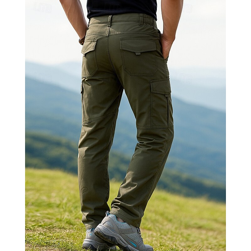 Men's Cargo Pants Hiking Pants Trousers Outdoor Regular Fit Thermal Warm Bottoms Pocket Black Army Green Camping / Hiking Running S M L XL XXL2