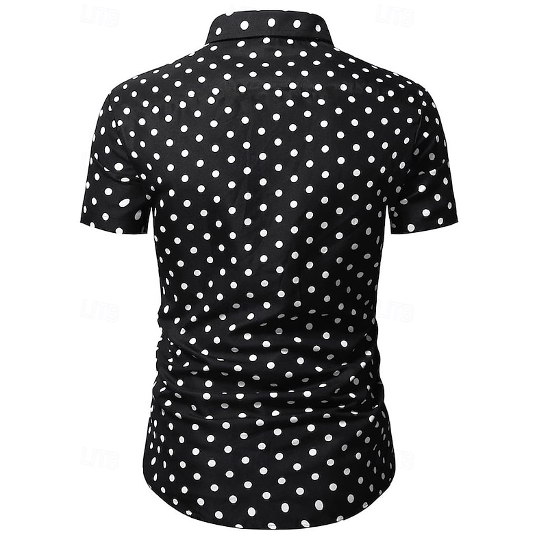 Men's Shirt Summer Shirt Casual Shirt Beach Shirt Button Up Shirt Black White Red Green Short Sleeve Polka Dot Lapel Vacation Daily Clothing Apparel Fashion Casual Comfortable3