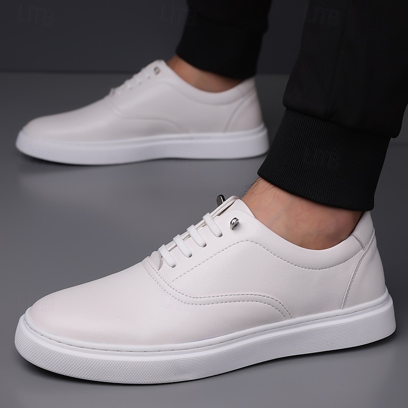 Men's White Classic Sneakers – Lightweight Lace-Up Shoes for Casual Wear, Travel and Urban Commuting2
