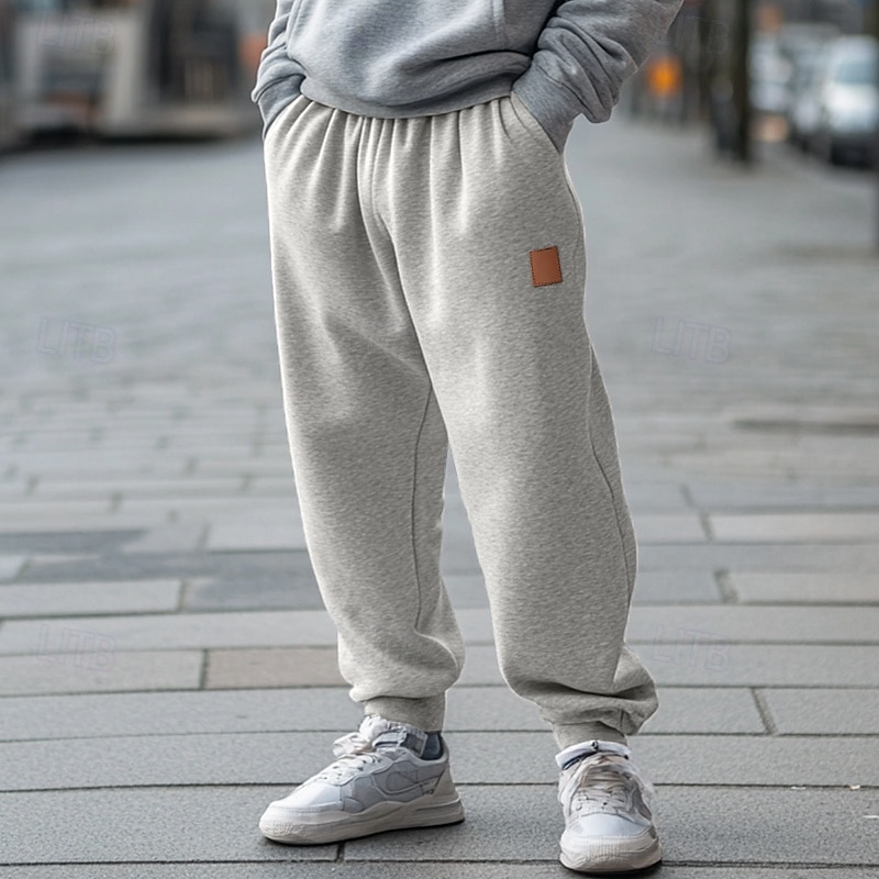 Men's Sweatpants Fleece Pants Joggers Trousers Drawstring Elastic Waist Plain Comfort Breathable Full Length Outdoor Daily Streetwear Fashion Classic Style Black Navy Blue4