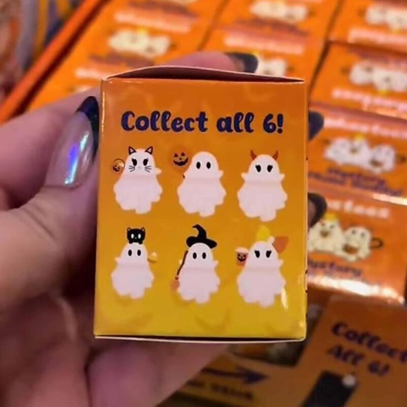 6pcs/set Ghostees Mystery Phone Buddy Stick-On Halloween Ghost & Pumpkin Phone Topper Cute Strong Adhesive Cling Decoration for Smartphone, Peel-and-Stick Design Figurine3