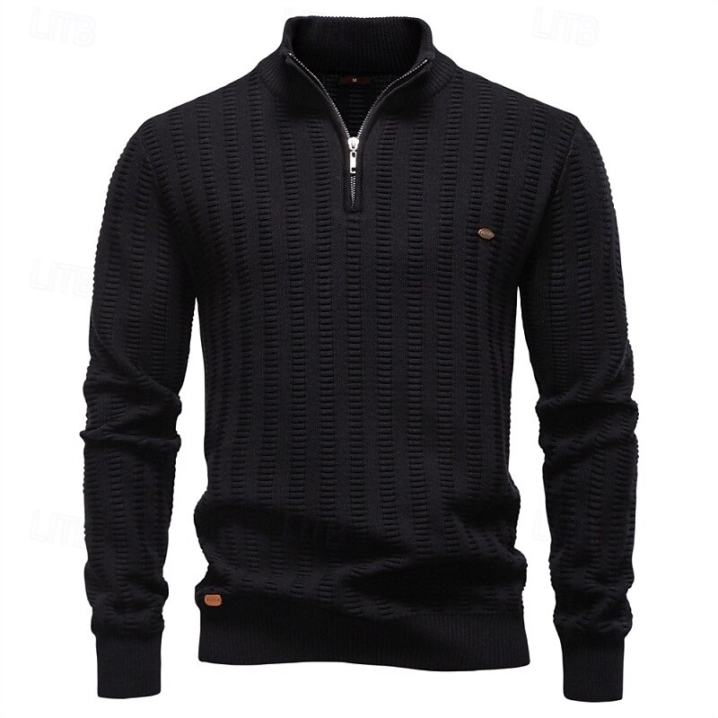 Men's Sweater Pullover Sweater Jumper Ribbed Knit Regular Tops Knitted Slim Fit Plain Crew Neck Knitwear Contemporary Casual Daily Wear Clothing Apparel Fall Winter Black Navy Blue S M L3