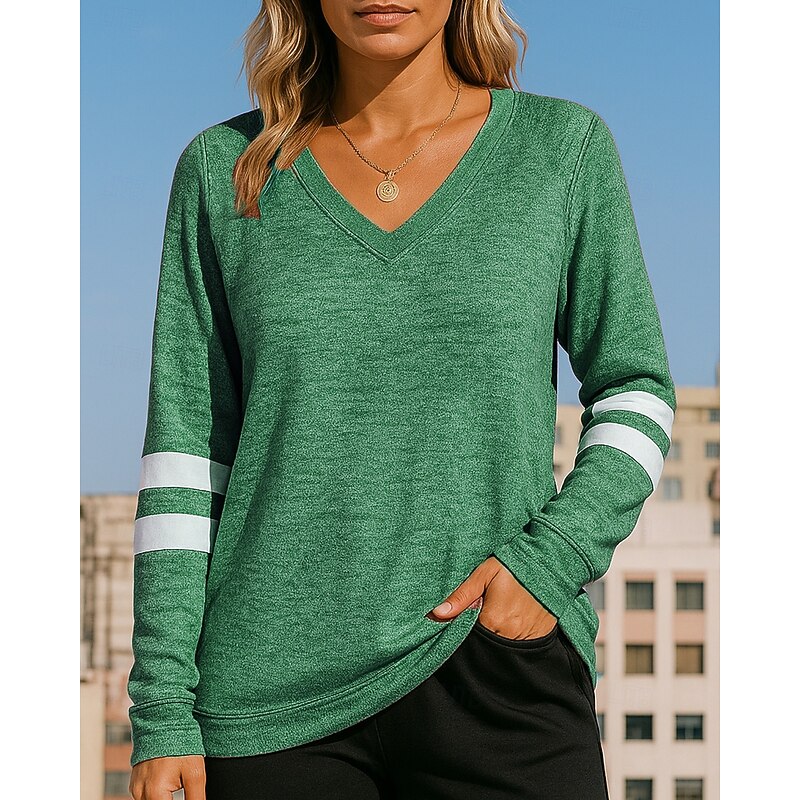 Women's Pullover Sweatshirt Casual Tops Long Sleeve Top Athleisure Fall V Neck Patchwork Soft Breathable Outdoor Running Yoga Sportswear Activewear Pink Green Khaki4