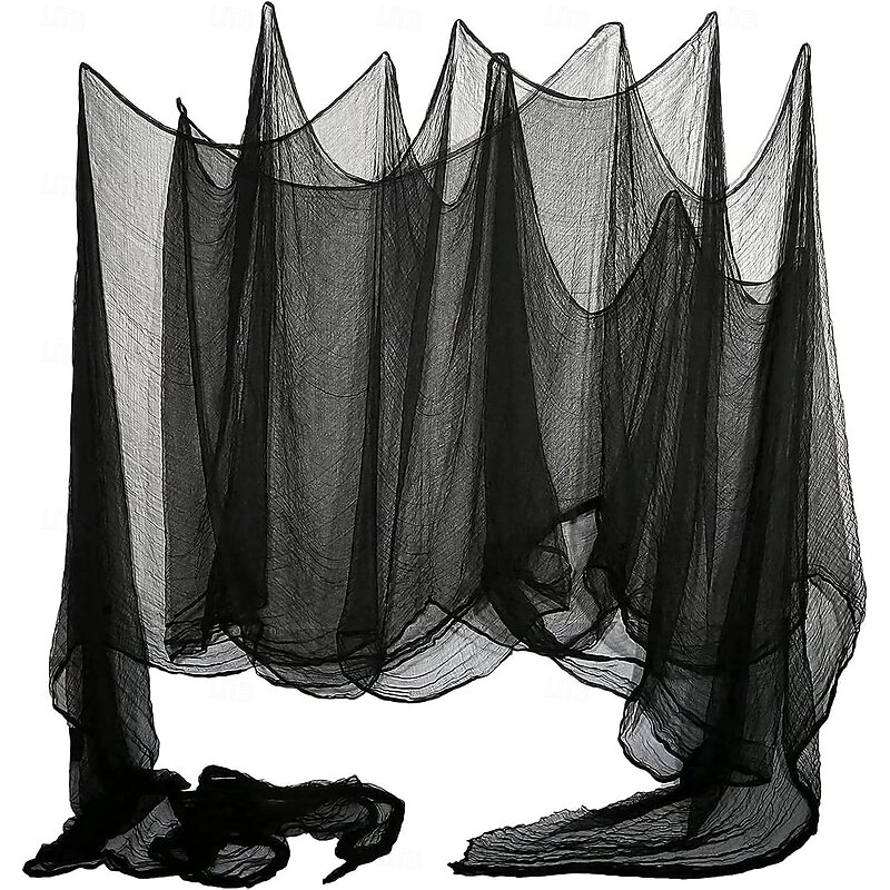 Halloween Creepy Black Cloth, Spooky Gauze Fabric for Haunted House Decorations, Halloween Party Curtains for Doorways, Windows, Entryways & Outdoor Decor4