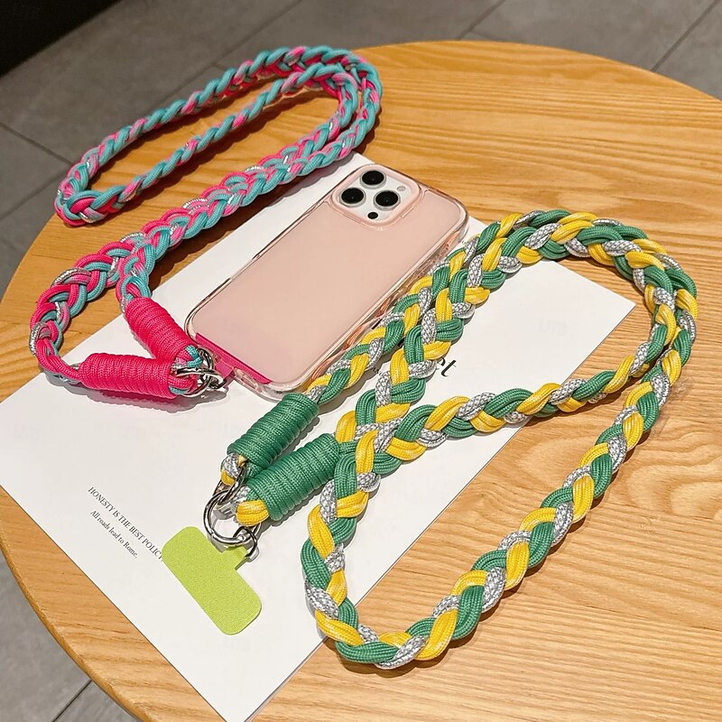 Fashionable and exquisite dopamine adjustable hanging rope colorful six strand woven mobile phone hanging rope versatile long rope3