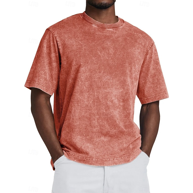 Men's Tee Tee Top Short Sleeve Crewneck Summer Fall Retro Solid / Plain Color Fashion Designer Nostalgic Fashion Vintage Vacation Street Going out Black Light Green Sky Blue Top Tee for Men3