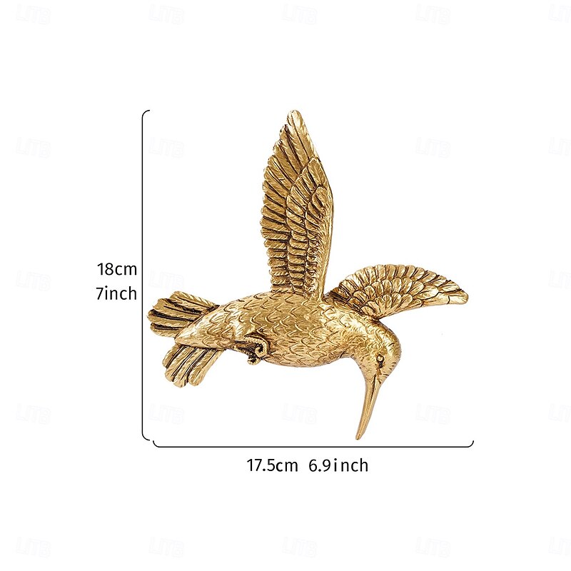 Resin Gold Hummingbird Wall Decor, Minimalist Flying Hummingbird Sculpture, Indoor Home Decoration Hanging Art for Living Room, Dining Room, Party, Wedding & Event Spaces2