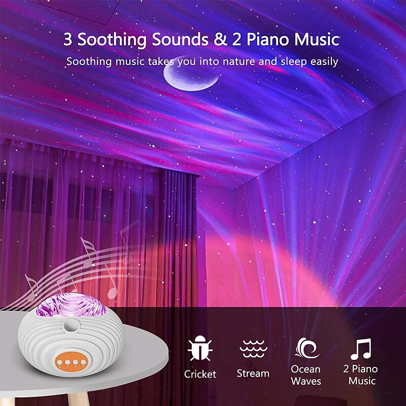 Star Projector Dual Effect Night Light Aurora and Moon Galaxy Projector for Bedroom 14 Colors and White Noise Projector Light Timer & Remote Control for Kids Adults Room Decor Party4