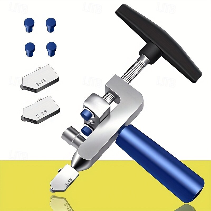 2-in-1 Manual Glass & Tile Cutter with Diamond Roller Wheel - Precision Cutting Tool for DIY & Construction, Adjustable Metal Base & Clamps, Lightweight Portable Design2