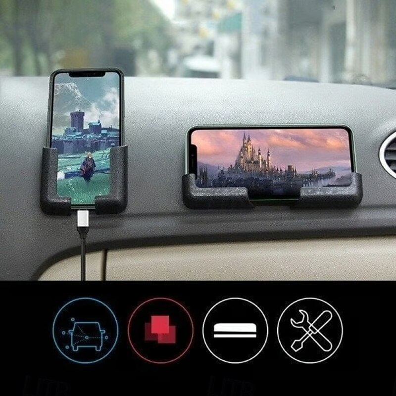 1 Pair Multifunctional Mobile Phone Holder Car Dashboard Wall Mount Sticky Universal Vehicle Stand Adjustable Grip Navigation Smartphone Clip Holder Easy Use Durable Accessory